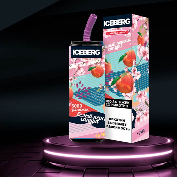 ICEBERG 6000 затяжек Strong Белый персик сакура