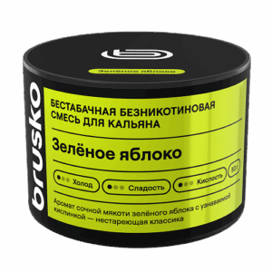 Бестабачная безникотиновая смесь для кальяна «BRUSKO» с ароматом зеленое яблоко 40г.